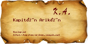 Kapitán Arikán névjegykártya